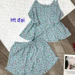 Đồ bộ form rộng quần đùi áo hai dây in hoạ tiết