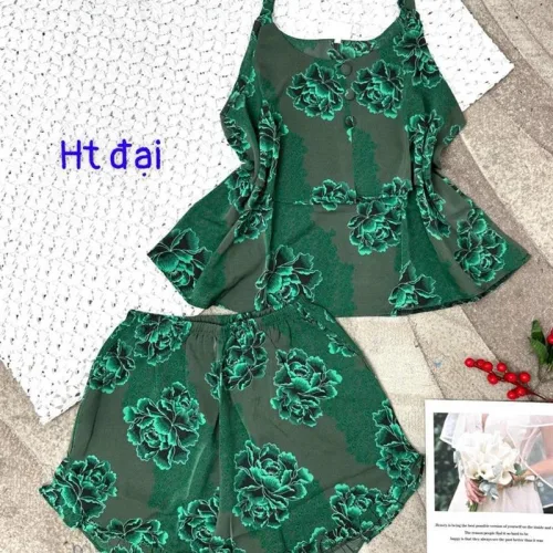 Đồ bộ form rộng quần đùi áo hai dây in hoạ tiết