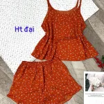 Đồ bộ form rộng quần đùi áo hai dây in hoạ tiết