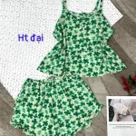 Đồ bộ form rộng quần đùi áo hai dây in hoạ tiết