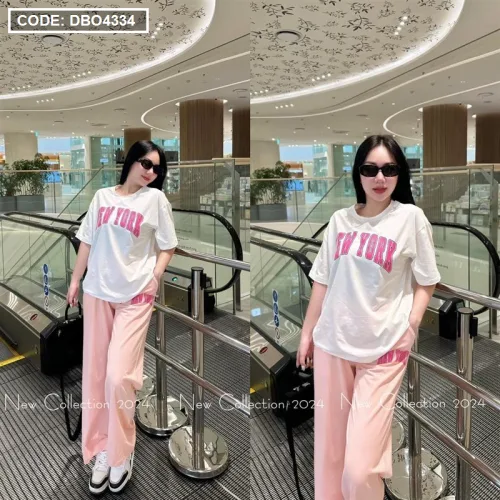 Đồ bộ form rộng thun nữ quần dài in chữ New York