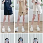 Đồ bộ gân tăm lạnh quần đùi áo tay ngắn in chữ nhỏ