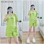 Đồ bộ gân tăm lạnh quần đùi áo tay ngắn in chữ nhỏ