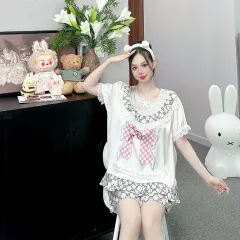 đồ bộ latin cổ tròn tay bèo in nhiều hình labubu