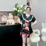 đồ bộ latin cổ tròn tay bèo in nhiều hình labubu