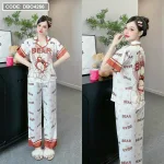 Đồ bộ latin mềm mịn quần dài tay ngắn cổ bẻ in hình