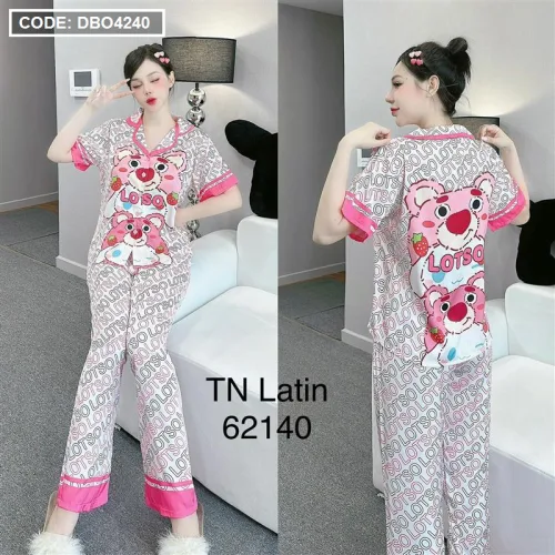 Đồ bộ latin mềm mịn quần dài tay ngắn in hình dể thương