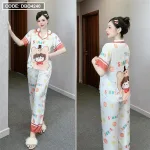 Đồ bộ latin mềm mịn quần dài tay ngắn in hình dể thương