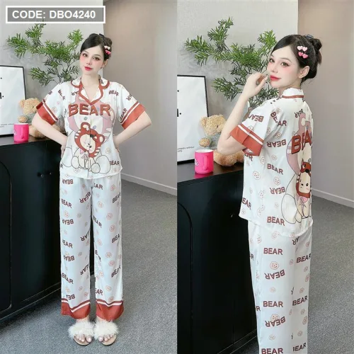 Đồ bộ latin mềm mịn quần dài tay ngắn in hình dể thương
