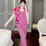đồ bộ latin quần dài áo dài cô gấp in nhiều hình chữ to