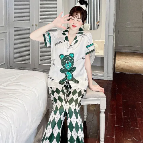 đồ bộ latin quần dài áo dài cô gấp in nhiều hình chữ to