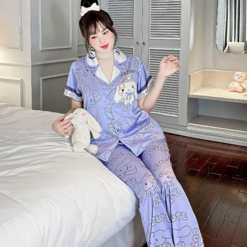 đồ bộ latin quần dài áo dài cô gấp in nhiều hình chữ to