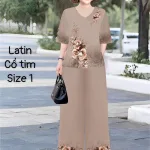 Đồ bộ lụa latin in bông trung niên Có 2 size