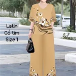 Đồ bộ lụa latin in bông trung niên Có 2 size