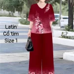 Đồ bộ lụa latin in bông trung niên Có 2 size