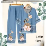 Đồ bộ lụa latin in bông trung niên Có 3 size