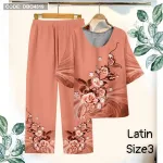 Đồ bộ lụa latin in bông trung niên Có 3 size