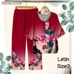 Đồ bộ lụa latin in bông trung niên Có 3 size