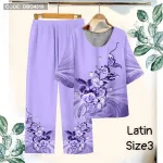 Đồ bộ lụa latin in bông trung niên Có 3 size