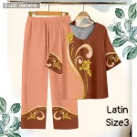 Đồ bộ lụa latin in bông trung niên Có 3 size