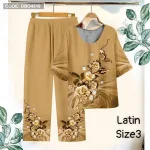 Đồ bộ lụa latin in bông trung niên Có 3 size