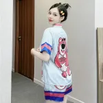 Đồ bộ mặc nhà quần đùi áo tay ngắn cổ bẻ hoạ tiết dể thương