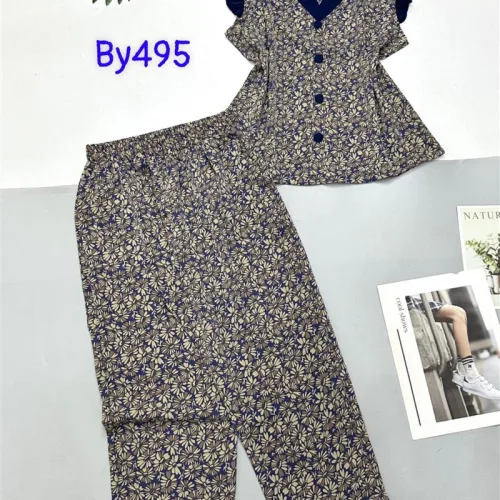Đồ bộ mango áo sát nách bèo cổ chữ v in hoạ tiết