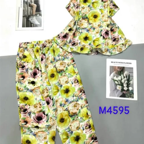 Đồ bộ mango áo sát nách cổ tròn in hình