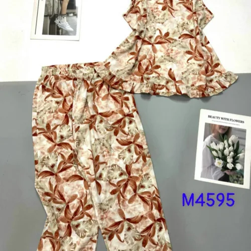 Đồ bộ mango áo sát nách cổ tròn in hình