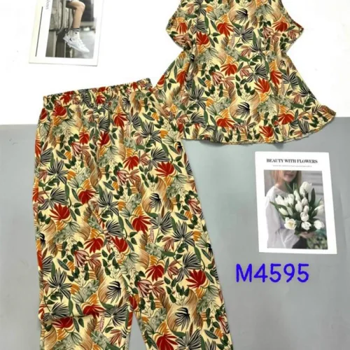 Đồ bộ mango áo sát nách cổ tròn in hình