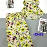 Đồ bộ mango áo sát nách cổ tròn in hình bông