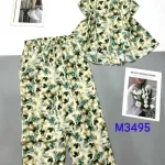 Đồ bộ mango áo sát nách cổ tròn in hình bông