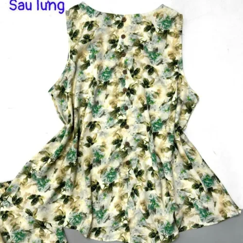 Đồ bộ mango áo sát nách cổ tròn in hình bông