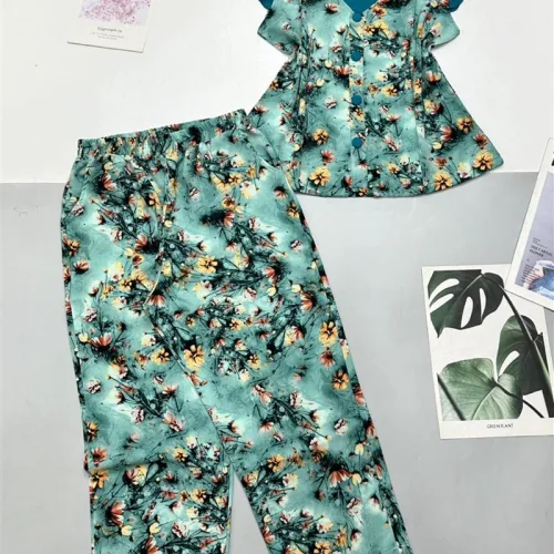 Đồ bộ mango quần dài áo sát nách bèo cổ chữ v