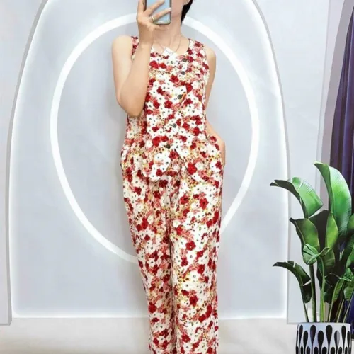 Đồ bộ mango quần dài áo sát nách có nút