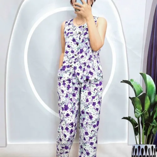 Đồ bộ mango quần dài áo sát nách có nút