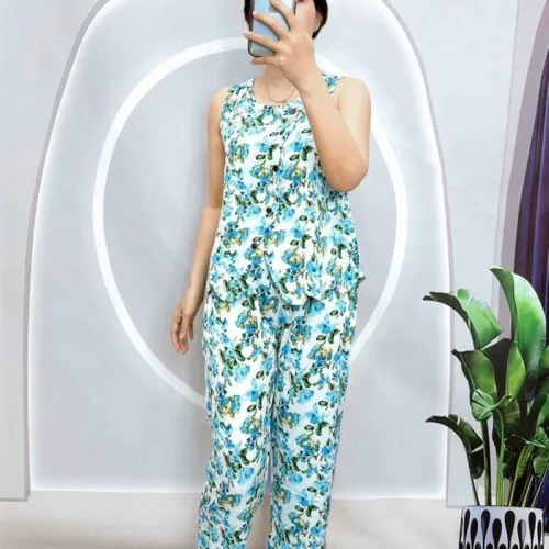 Đồ bộ mango quần dài áo sát nách có nút