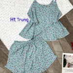 Đồ bộ mango quần đùi áo hai dây in hoạ tiết