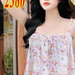 Đồ bộ mango quần đùi áo hai dây in hoạ tiết