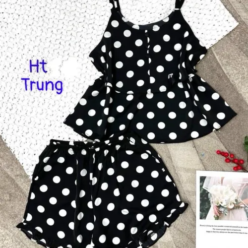 Đồ bộ mango quần đùi áo hai dây in hoạ tiết