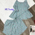 Đồ bộ mango quần đùi áo hai dây in hoạ tiết