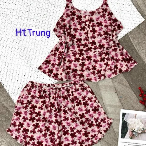 Đồ bộ mango quần đùi áo hai dây in hoạ tiết