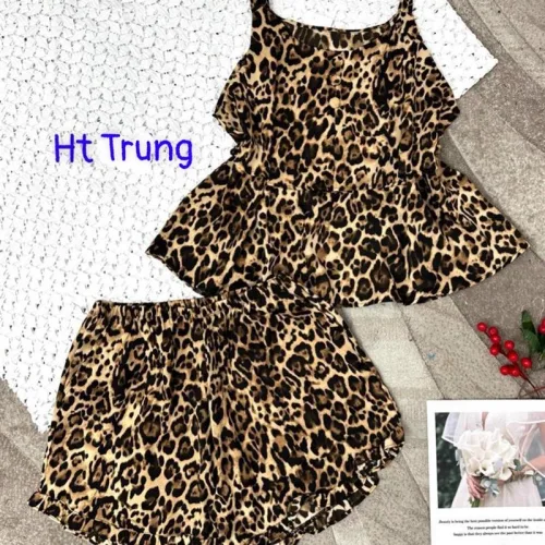 Đồ bộ mango quần đùi áo hai dây in hoạ tiết