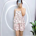 Đồ bộ mango quần đùi áo hai dây in hoạ tiết