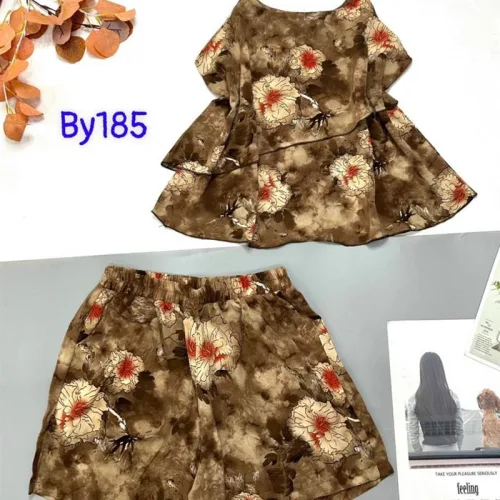 Đồ bộ mango quần đùi áo hai dây in hoạ tiết