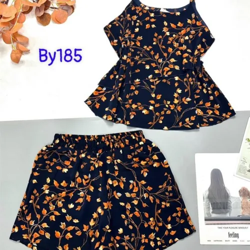 Đồ bộ mango quần đùi áo hai dây in hoạ tiết