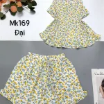 Đồ bộ mango quần đùi áo hai dây in hoạ tiết bông nhỏ