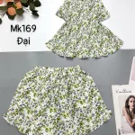 Đồ bộ mango quần đùi áo hai dây in hoạ tiết bông nhỏ
