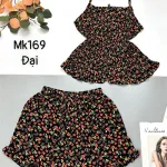 Đồ bộ mango quần đùi áo hai dây in hoạ tiết bông nhỏ