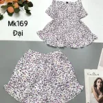 Đồ bộ mango quần đùi áo hai dây in hoạ tiết bông nhỏ